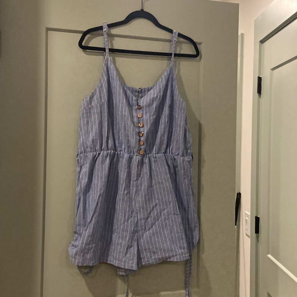 Plus Size pin stripe romper